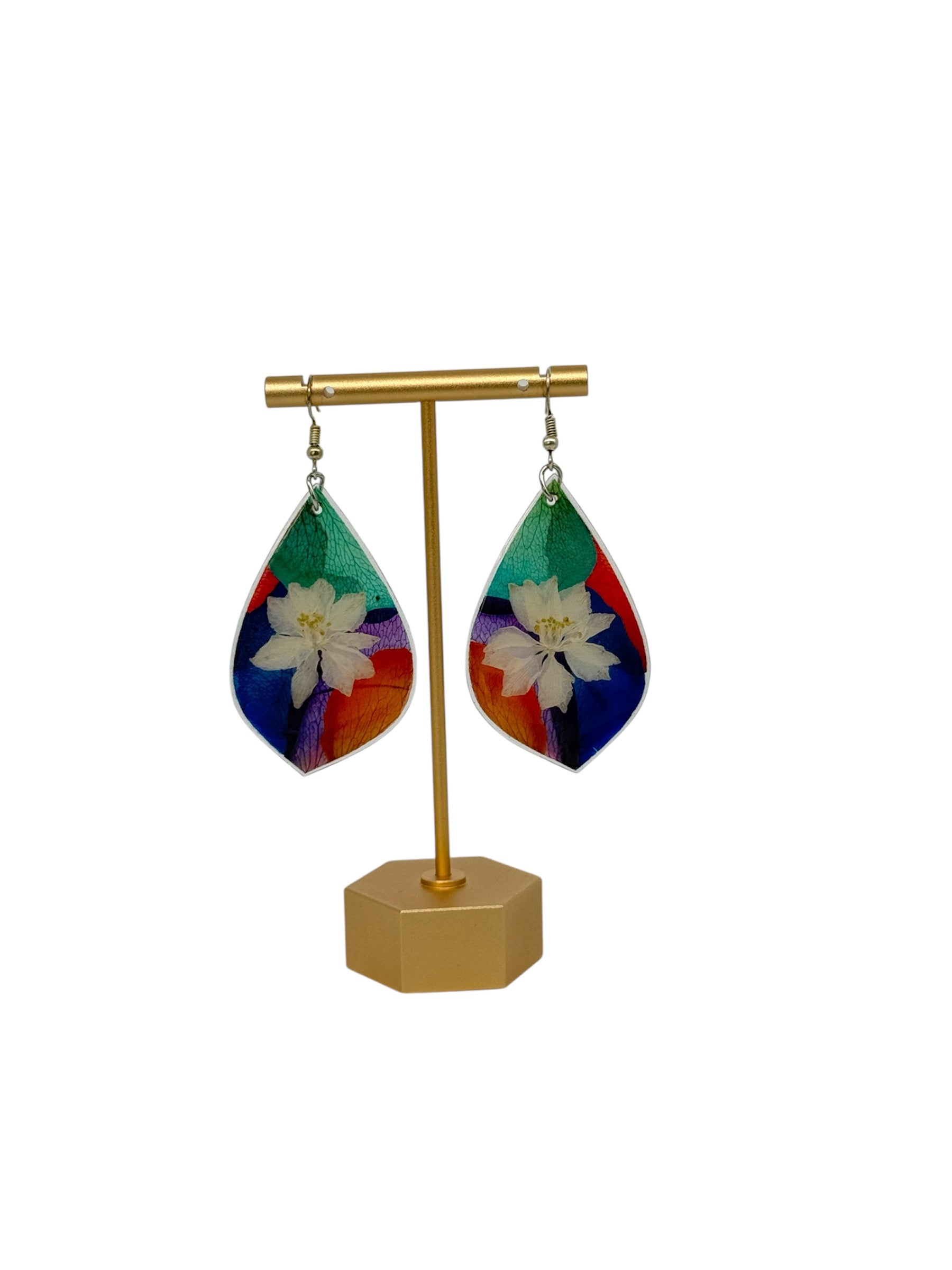 Tear Drop Natural Pressed Flower Earrings - Corazón Clothing