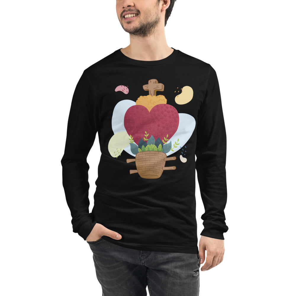 Oaxacan Flower Basket Long Sleeve Tee - Corazón Clothing