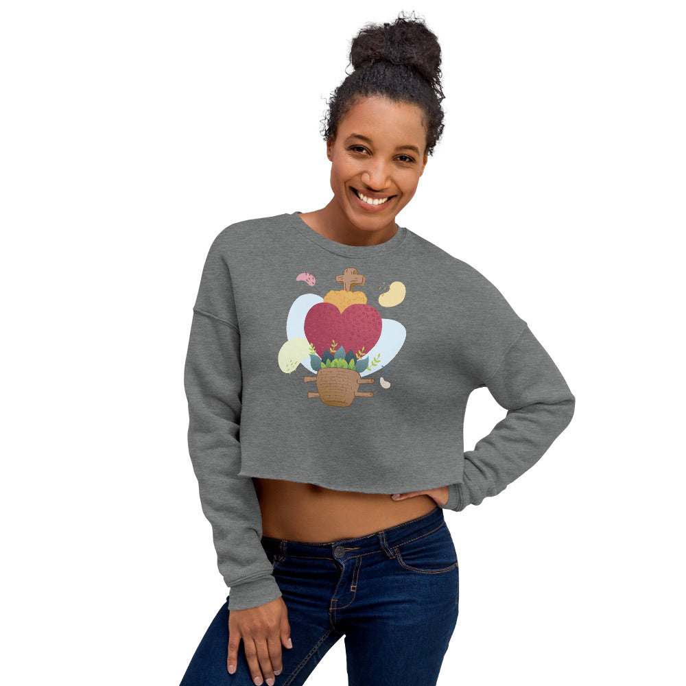 Oaxacan Flower Basket Crop Sweatshirt - Corazón Clothing