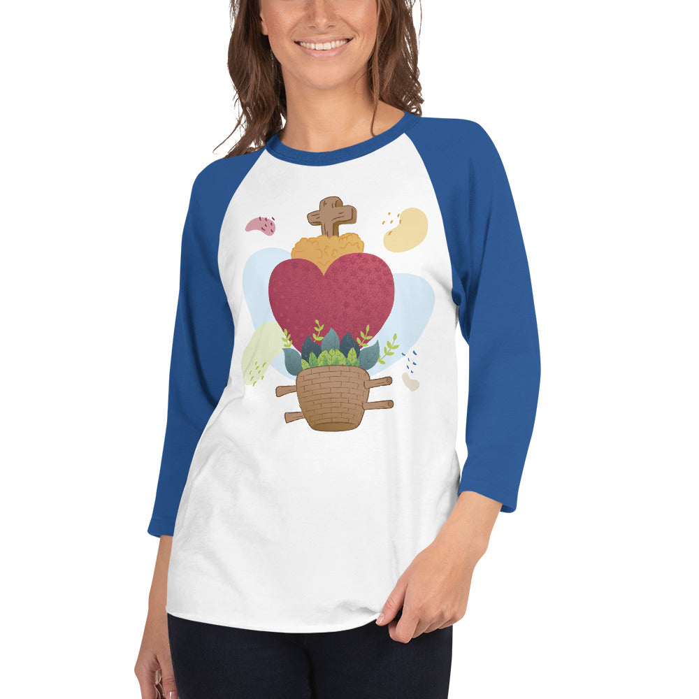 Oaxacan Flower Basket 3/4 Sleeve Raglan Shirt - Corazón Clothing
