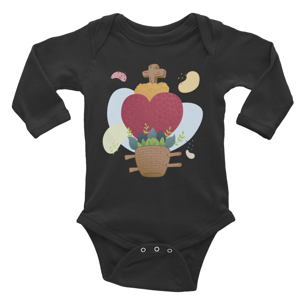 Oaxacan Flower Basket  Infant Long Sleeve Bodysuit - Corazón Clothing