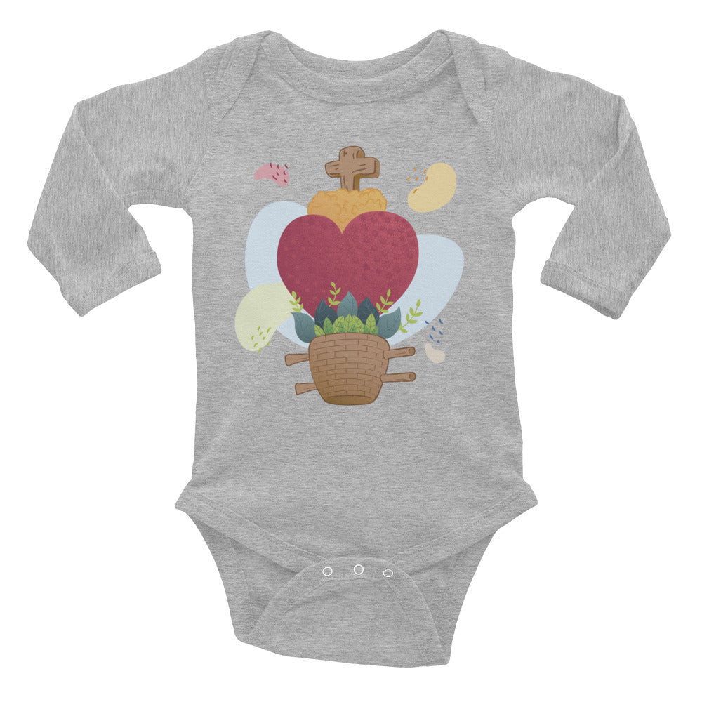 Oaxacan Flower Basket  Infant Long Sleeve Bodysuit - Corazón Clothing