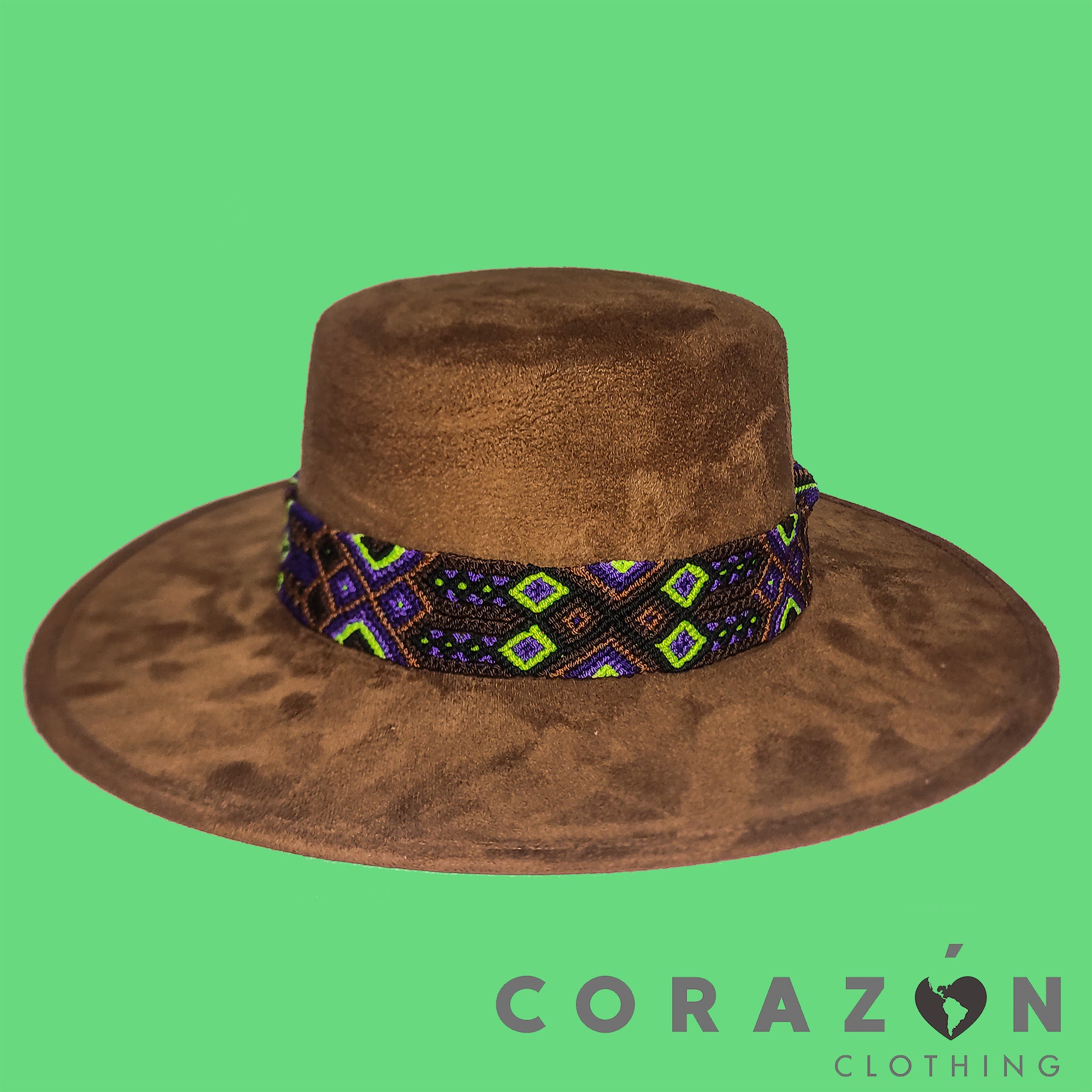 Wide Brim Suede Boater Hat - Corazón Clothing