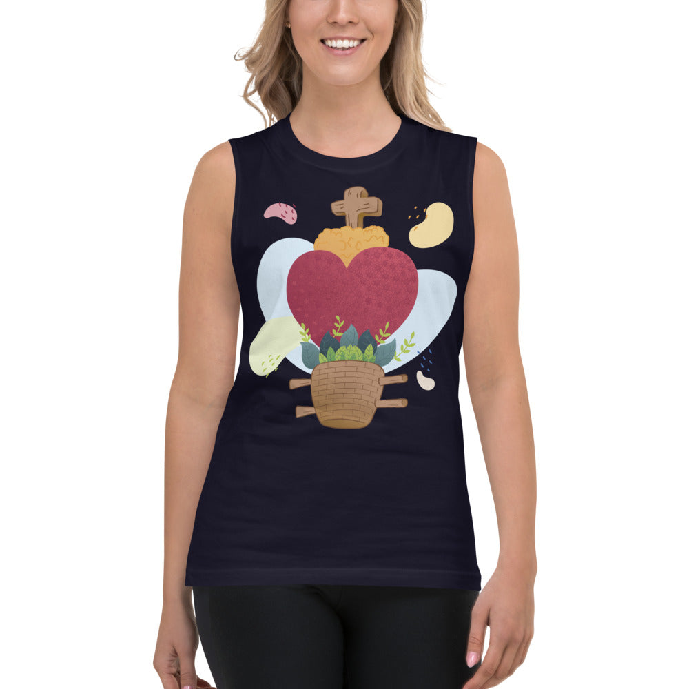 Oaxacan Flower Basket Muscle Shirt - Corazón Clothing