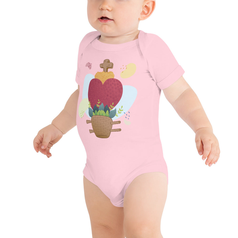 Oaxacan Flower Basket Infant Short Sleeve Bodysuit - Corazón Clothing